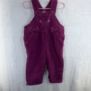 Vintage Sesame Street Burgundy Pink Corduroy Floral Overalls Girls 2T Y2K RARE